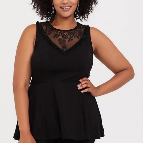 torrid Tops - Torrid Black Sleeveless Lace Top Size 0